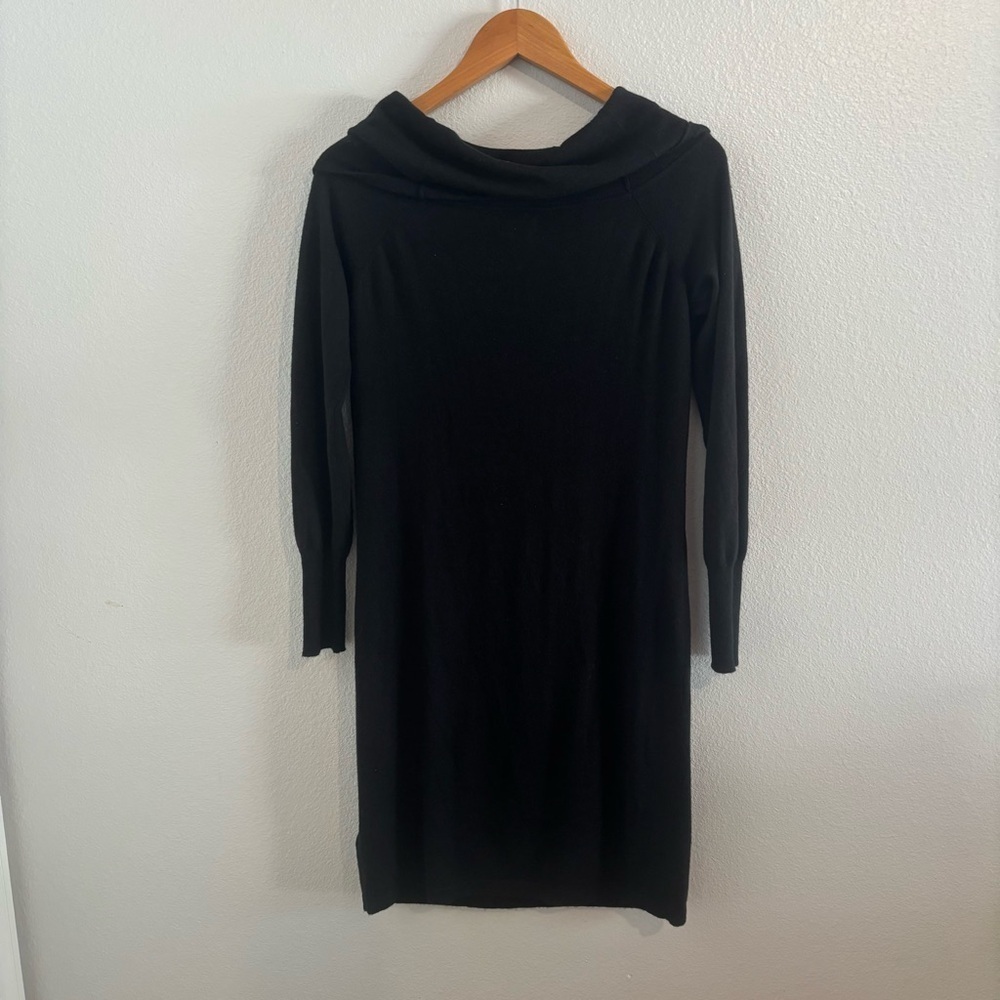 Nicole Miller Black Off-Shoulder Holiday Party Sweater Dress M Modal+Wool Blend - Picture 6 of 12